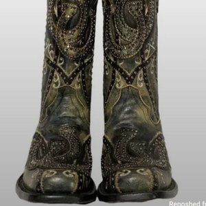 Corral Ladies Horseshoe Overlay and Studs Squire Toe Western Dance Boots